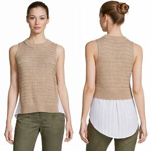Veronica Beard South Beach Sleeveless Combo Top in Tan/Size Medium